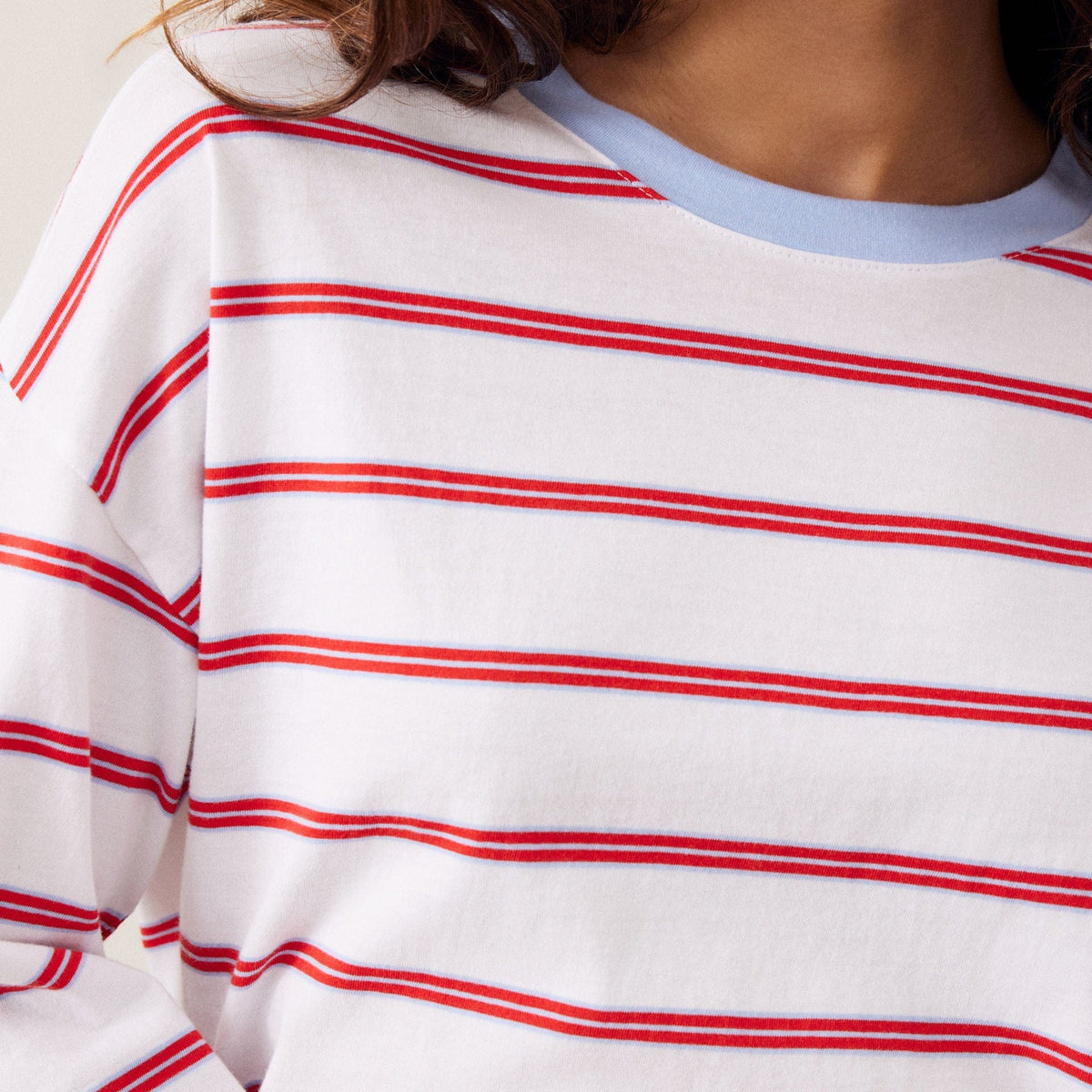Ceres Life Ceres Life|Scout Slouchy L/S Tee|White+Blue+Chilli Red