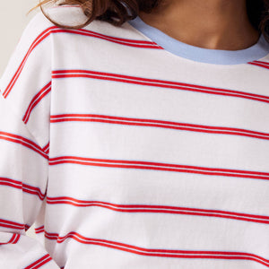 Ceres Life Ceres Life|Scout Slouchy L/S Tee|White+Blue+Chilli Red