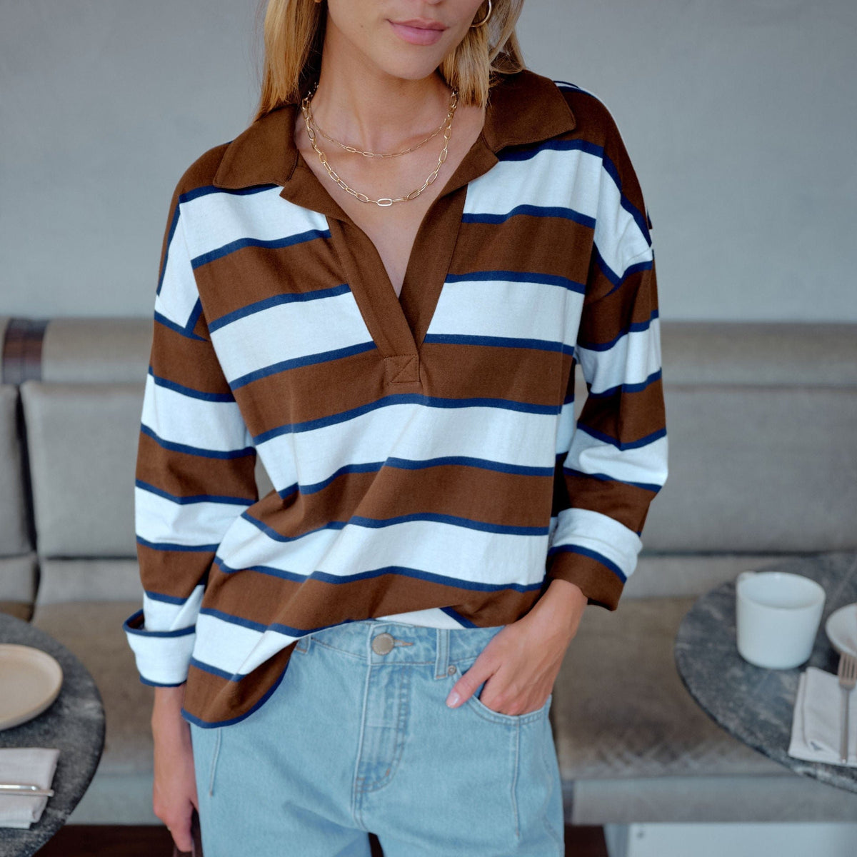 Ceres Life Ceres Life|Shelby Slouchy Rugby Top| Toffee