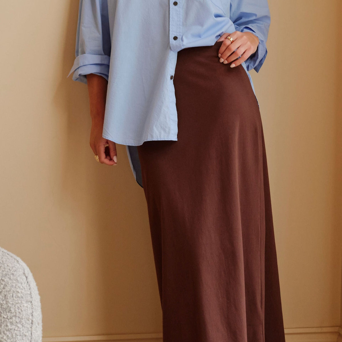 Ceres Life Clara Column Skirt | Chocolate