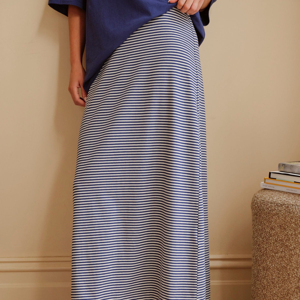 Ceres Life Clara Column Skirt | Stone Mini Stripe