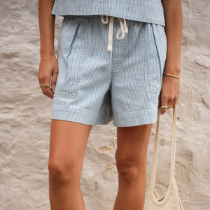 Ceres Life Darcy Relaxed Everyday Short | Indigo + White Stripe