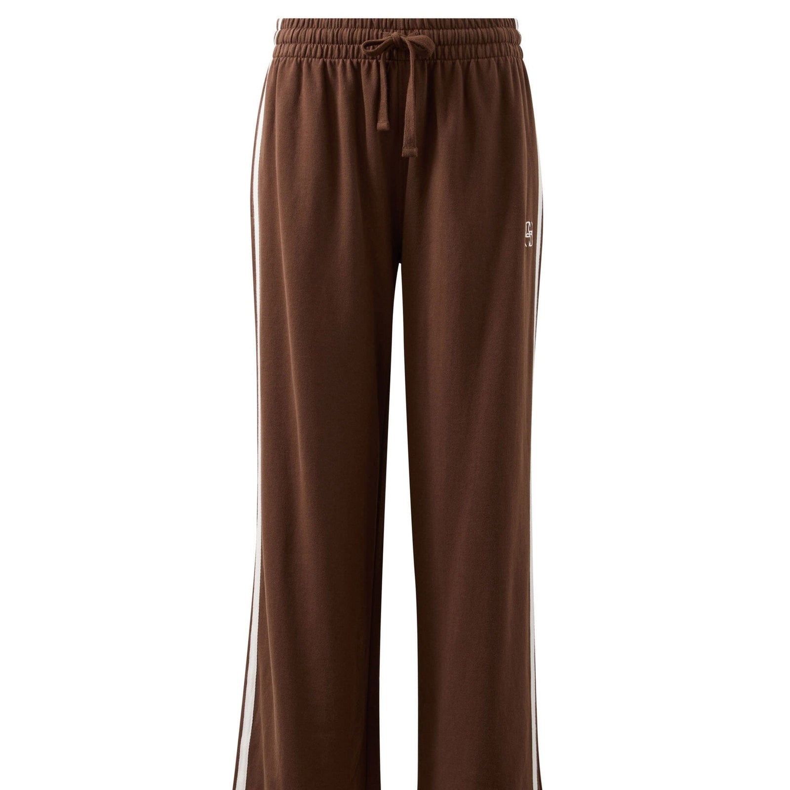 Ceres Life Gigi Wide Leg Terry Trackpant | Choc Side Stripe | Ceres Life