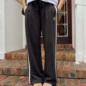 Ceres Life Gigi Wide Leg Terry Trackpant | Phantom Side Stripe