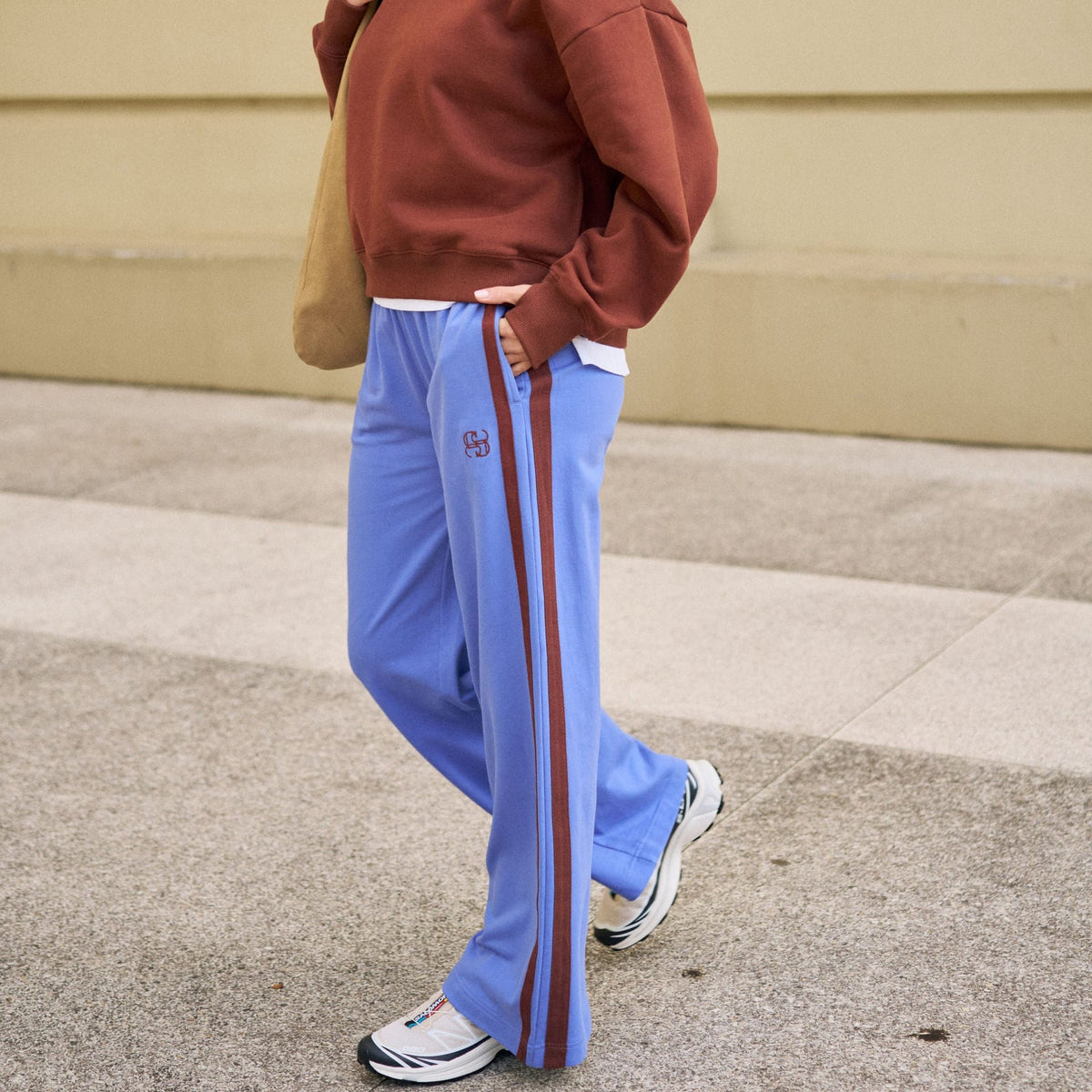 Ceres Life Gigi Wide Leg Terry Trackpant | Vintage Blue