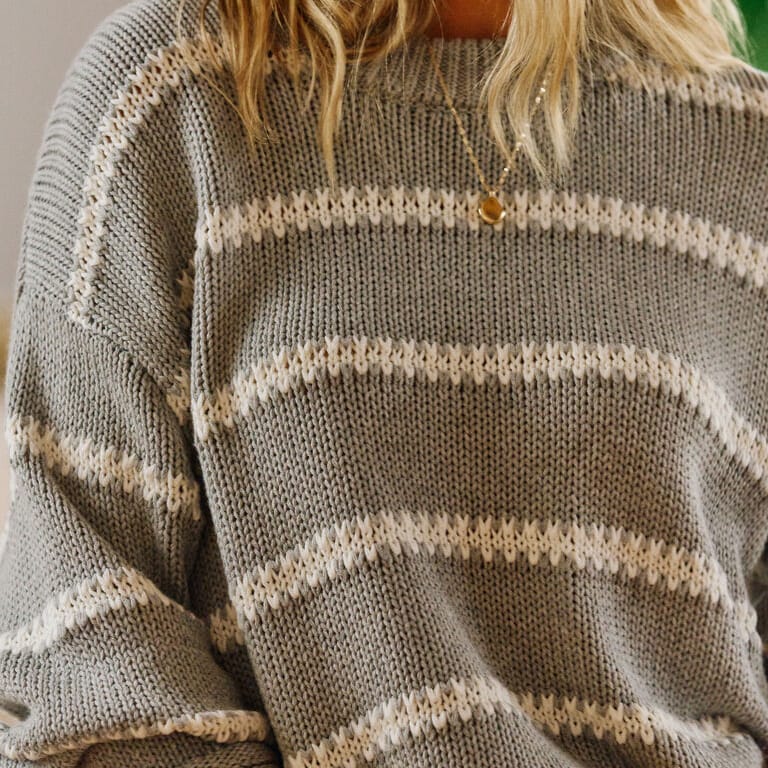 Ceres Life Lila Oversized Knit | Ceres Life | Grey Marle Stripe