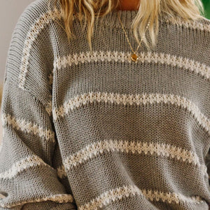 Ceres Life Lila Oversized Knit | Ceres Life | Grey Marle Stripe