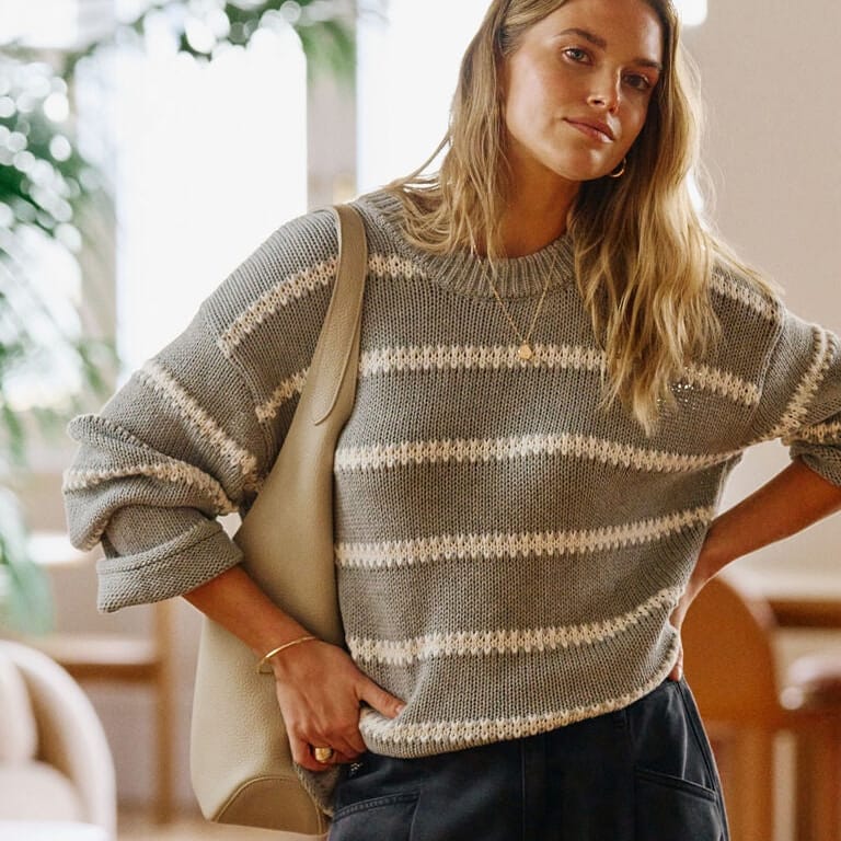 Ceres Life Lila Oversized Knit | Ceres Life | Grey Marle Stripe