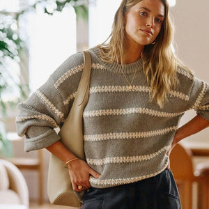 Ceres Life Lila Oversized Knit | Ceres Life | Grey Marle Stripe