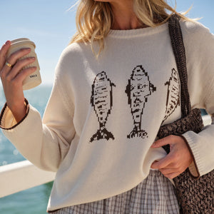 Ceres Life Mira Knitted Crew | Ecru Choc Sardine | Ceres Life