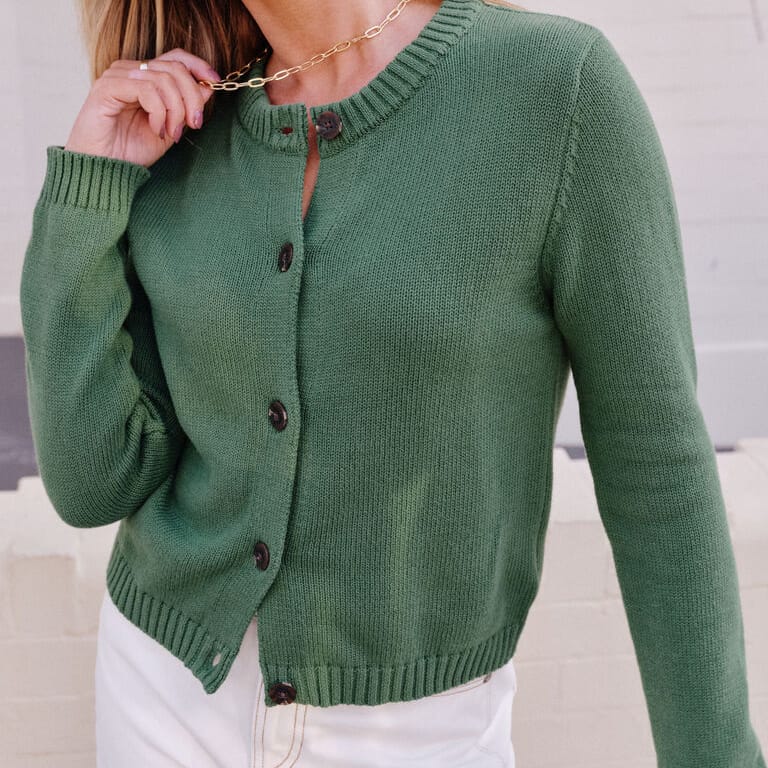 Ceres Life Nelly Long Sleeve Knit Cardi | Basil