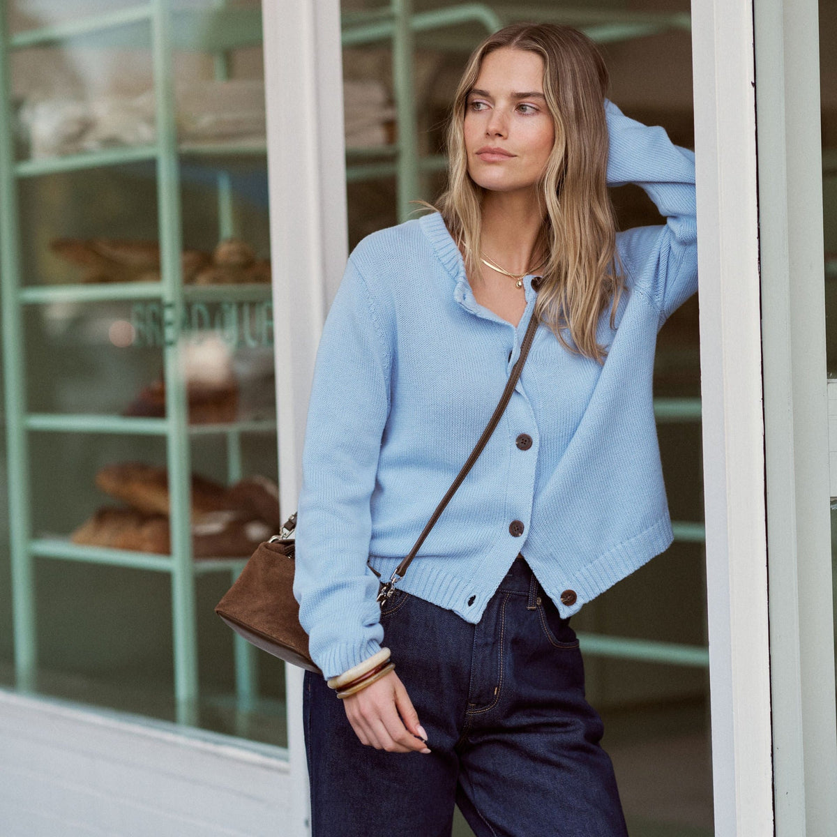 Ceres Life Nelly Long Sleeve Knit Cardi | China Blue