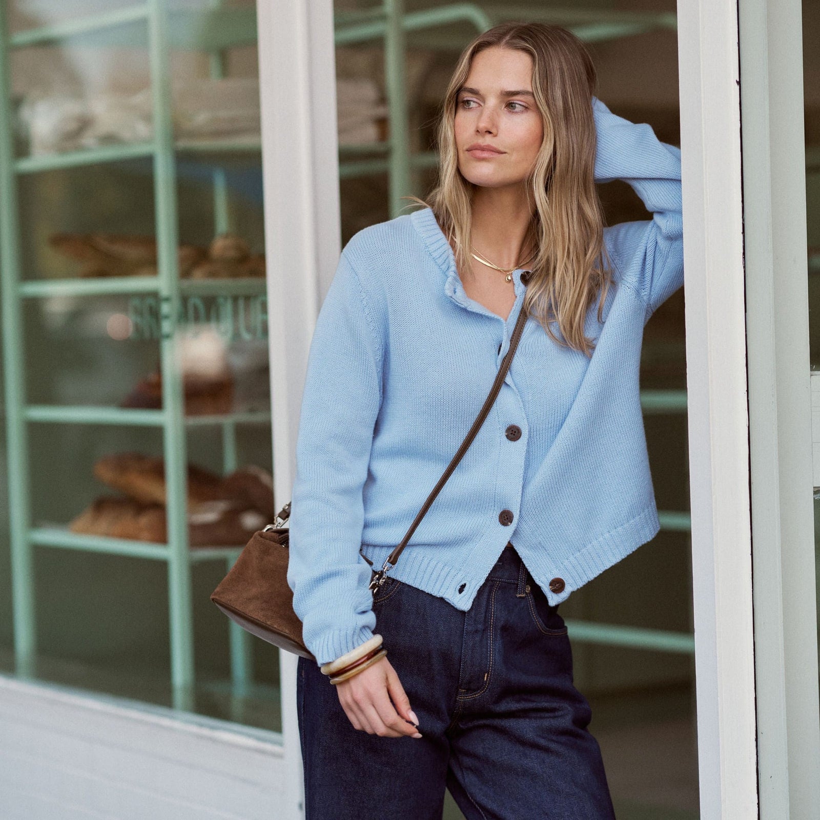 Ceres Life Nelly Long Sleeve Knit Cardi | China Blue