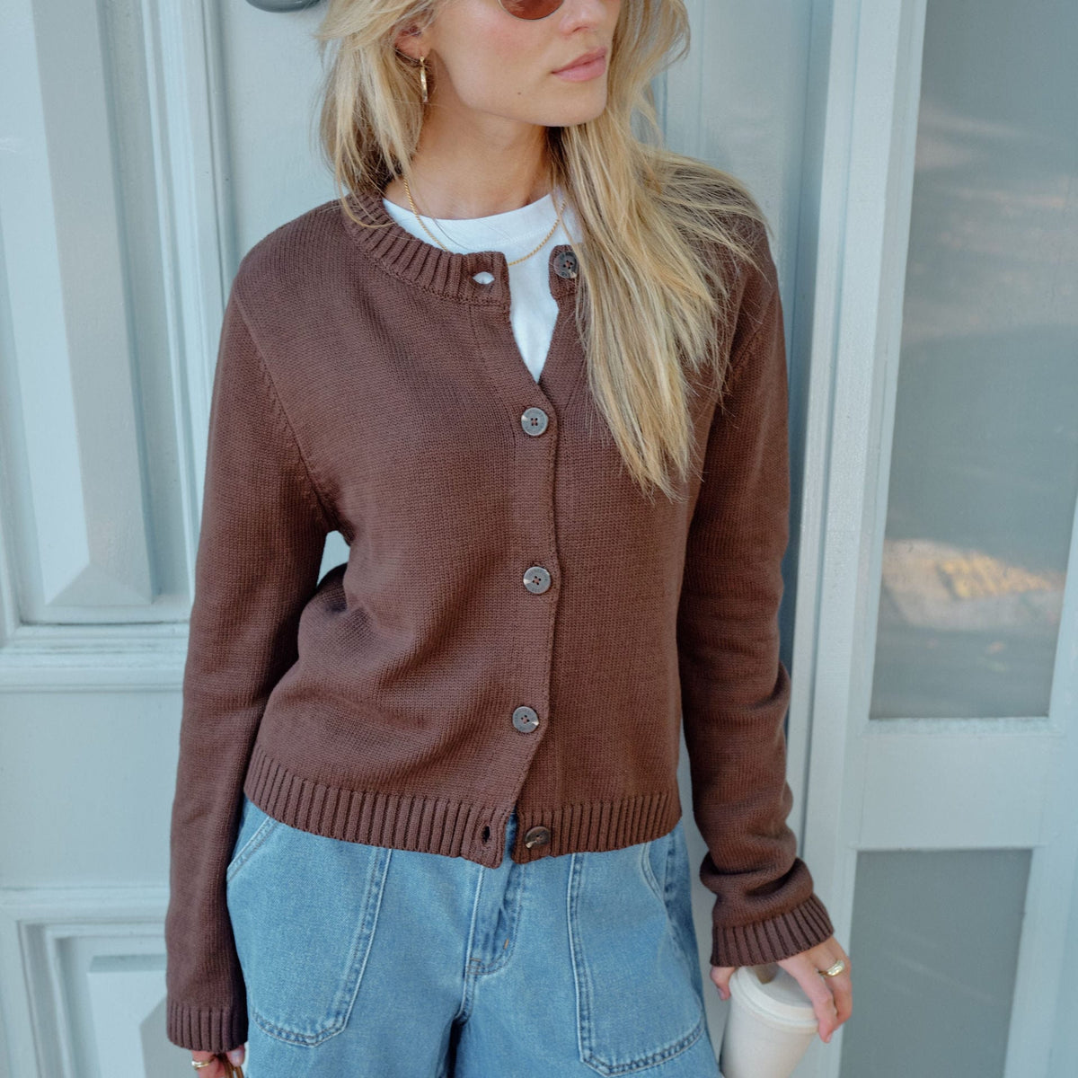 Ceres Life Nelly Long Sleeve Knit Cardi | Chocolate