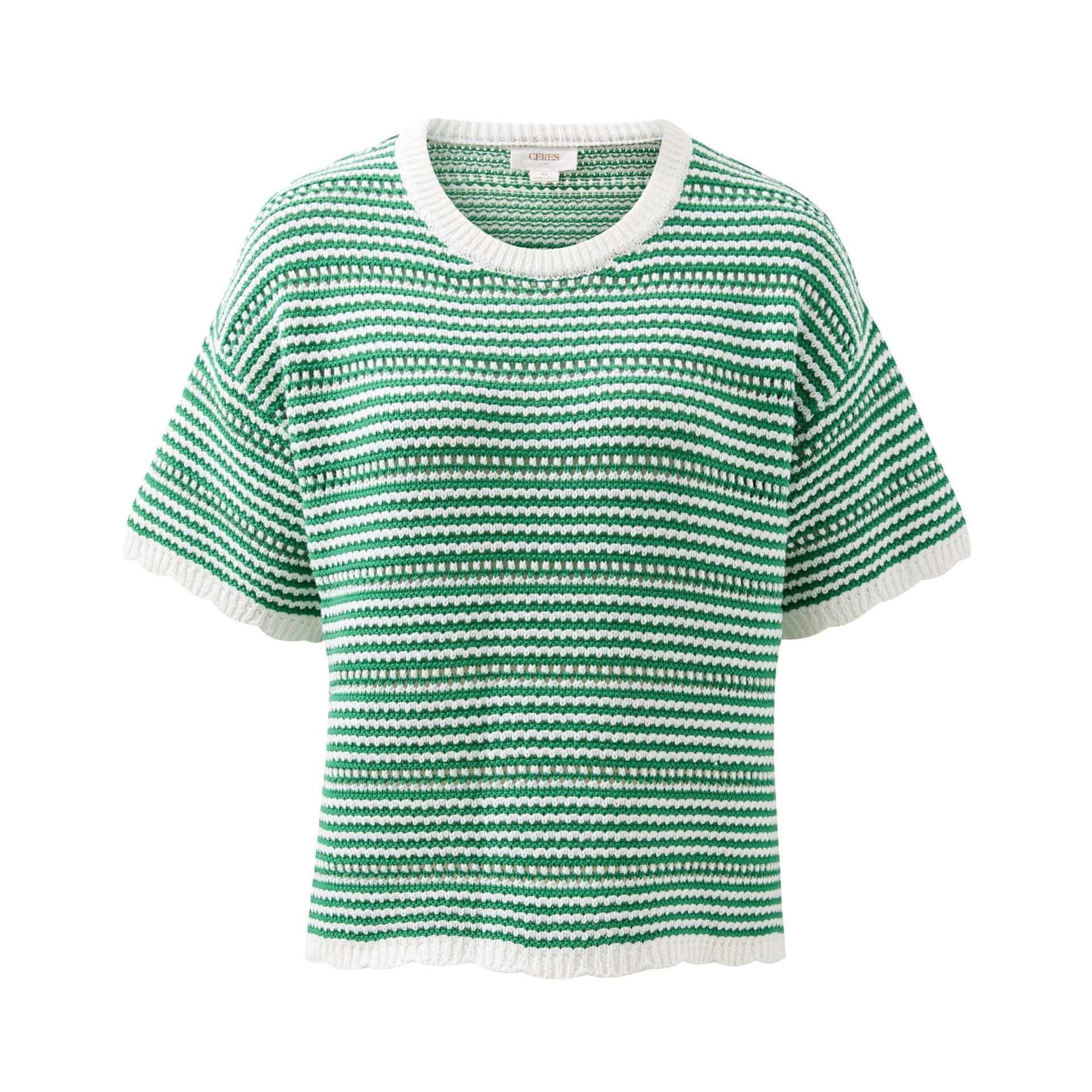 Ceres Life Nina Boxy Knit Tee | Kelly Green Stripe