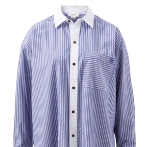 Ceres Life Peta Oversized Shirt | Blue Stripe White Collar