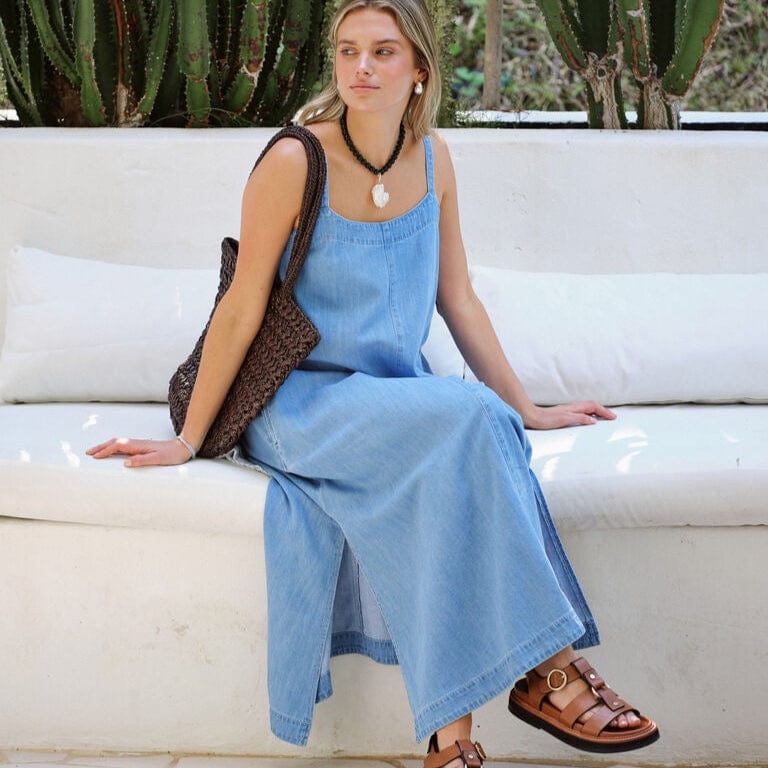 Ceres Life Remy Strappy Midi Dress | Vintage Blue