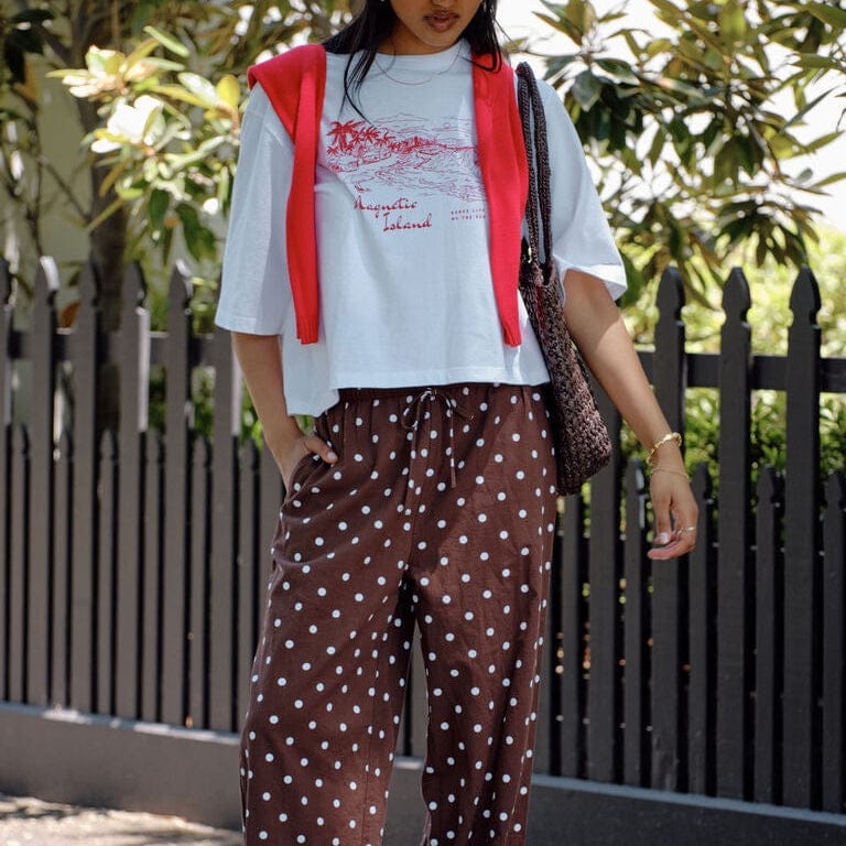 Ceres Life Resort Pant | Choc Polka Dot