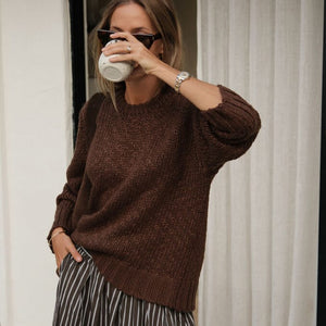 Ceres Life Sage Chunky Knit Crew | Ceres Life | Chocolate