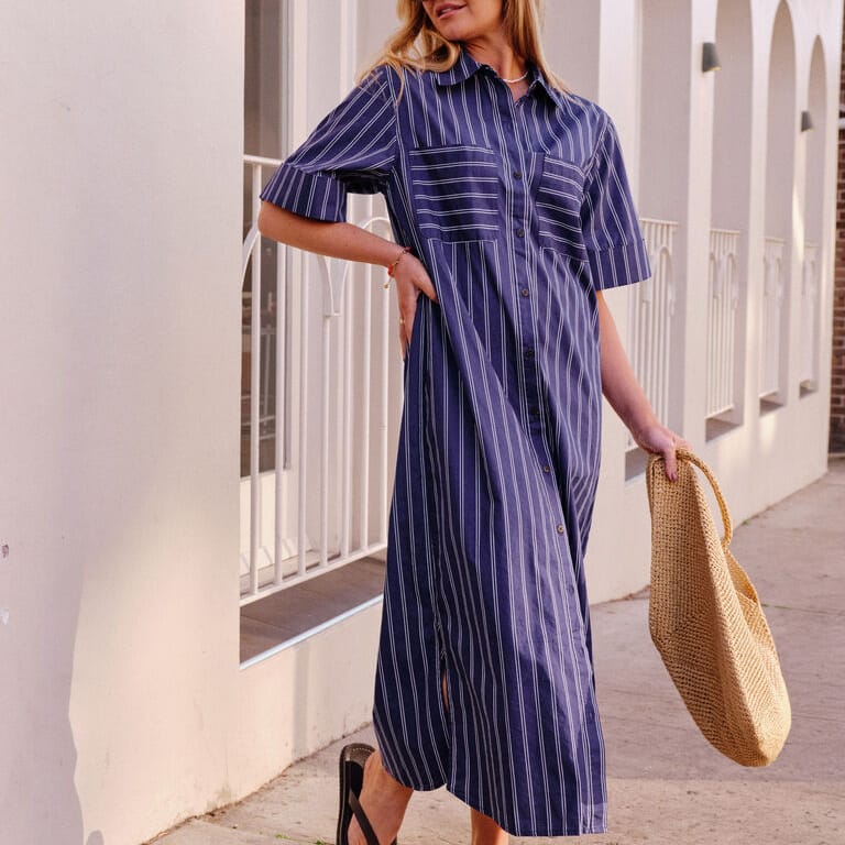 Ceres Life Samara Midi Shirt Dress | Prussian Blue