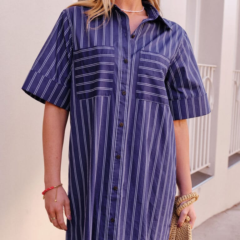 Ceres Life Samara Midi Shirt Dress | Prussian Blue