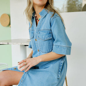 Ceres Life Sammy Relaxed Shirt Dress | Mid Vintage Blue | Ceres Life