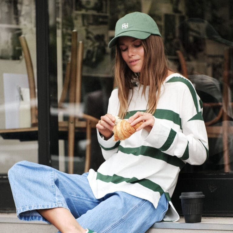 Ceres Life Slouchy Long Sleeve Tee | Vanilla + Pine Green