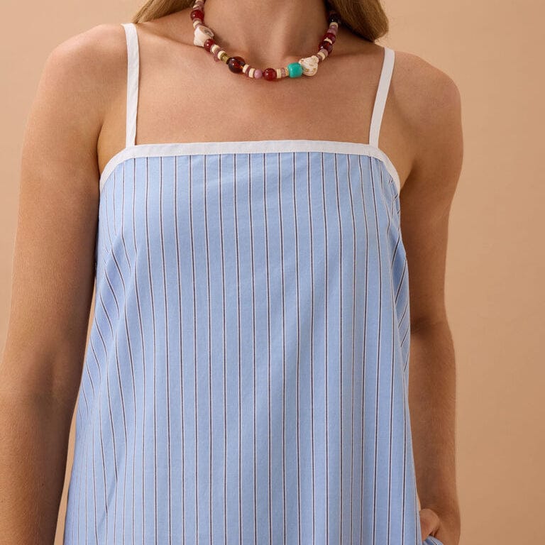 Ceres Life Sunday Maxi Dress | Powder Blue Triple Stripe