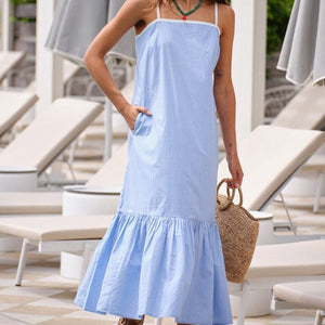 Ceres Life Sunday Maxi Dress | Powder Blue Triple Stripe