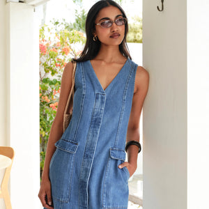 Ceres Life Taylor Denim Midi Dress |Fresh Indigo|Ceres Life
