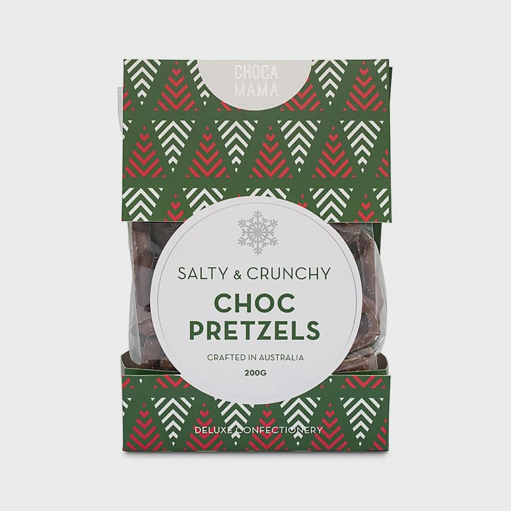 Chocamama Christmas Salty + Crunchy Choc Pretzels 200g