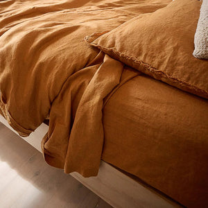 Eadie Lifestyle French Linen Fitted Sheet | Ochre