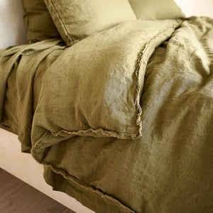 Eadie Lifestyle French Linen Fitted Sheet | Olive