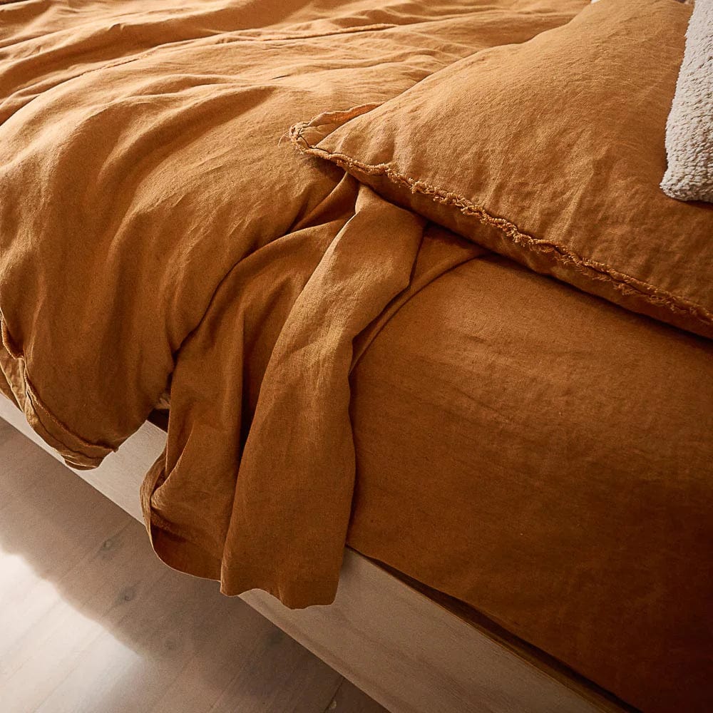 Eadie Lifestyle French Linen Flat Sheet | Ochre