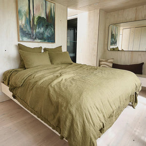 Eadie Lifestyle French Linen Flat Sheet | Olive