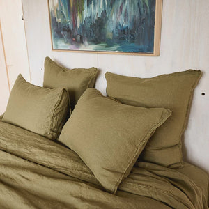 Eadie Lifestyle French Linen Pillowcase Set | Olive