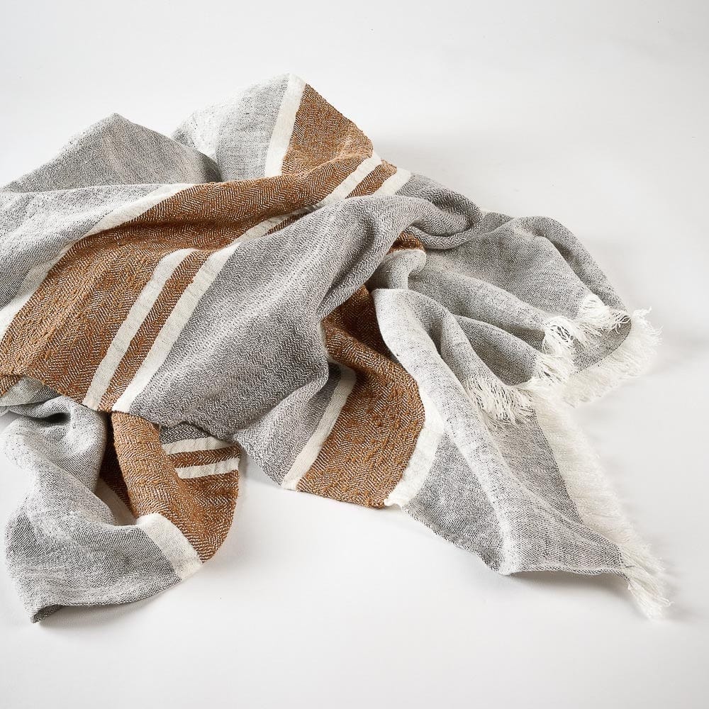 Eadie Lifestyle Magnus Linen Throw | Slate + Nutmeg|140cm x 240cm