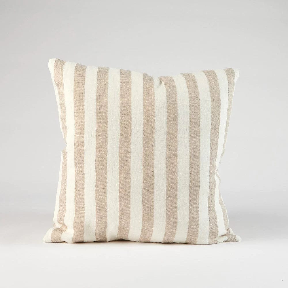 Eadie Lifestyle Santi Outdoor Linen Cushion | Natural Stripe