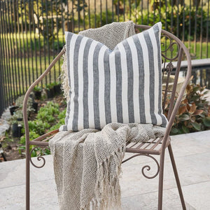 Eadie Lifestyle Santi Outdoor Linen Cushion | Navy Stripe