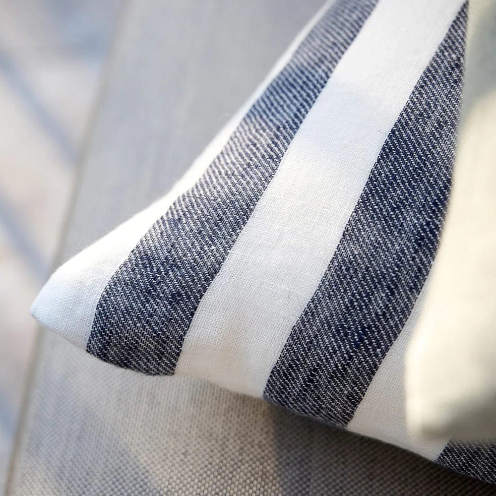 Eadie Lifestyle Santi Outdoor Linen Cushion | Navy Stripe