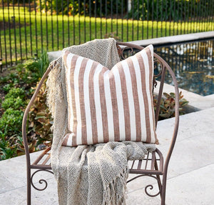 Eadie Lifestyle Santi Outdoor Linen Cushion | Nutmeg Stripe