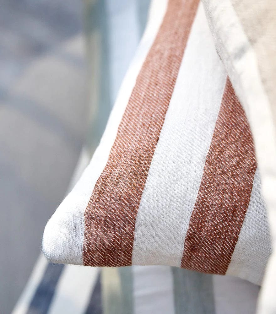 Eadie Lifestyle Santi Outdoor Linen Cushion | Nutmeg Stripe