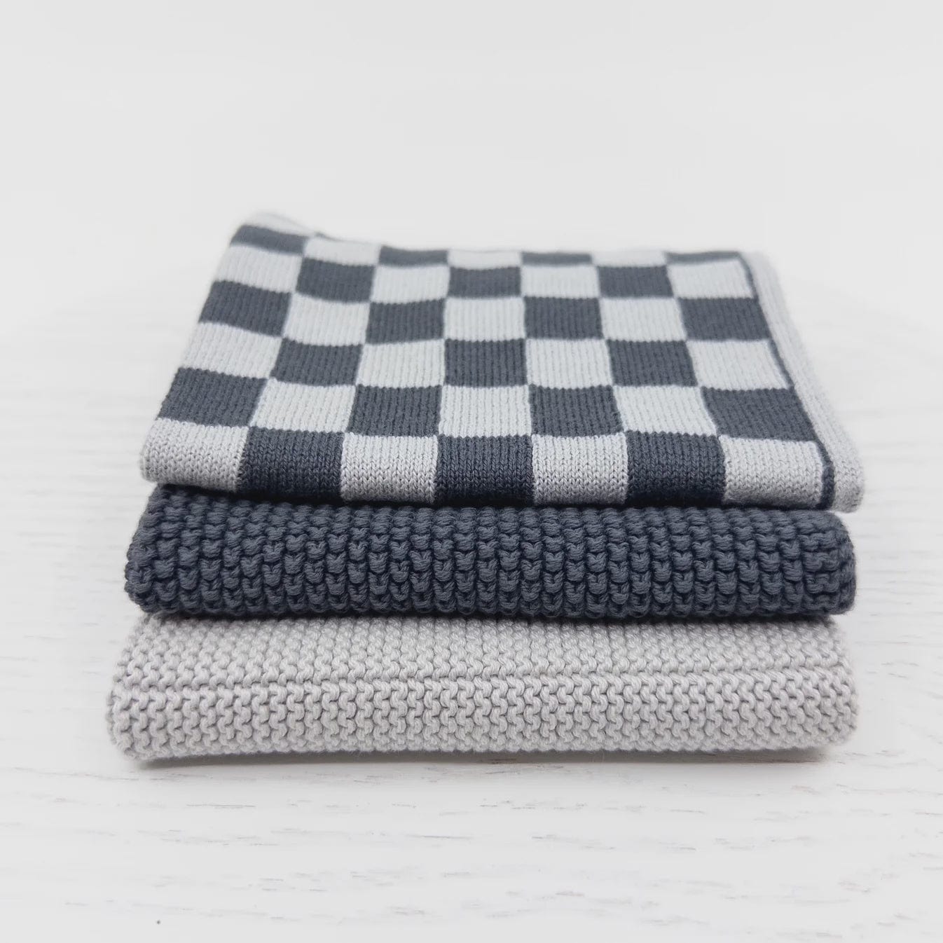 Ecovask Dishcloth Variety 3pk | Graphite Lunar Chequer