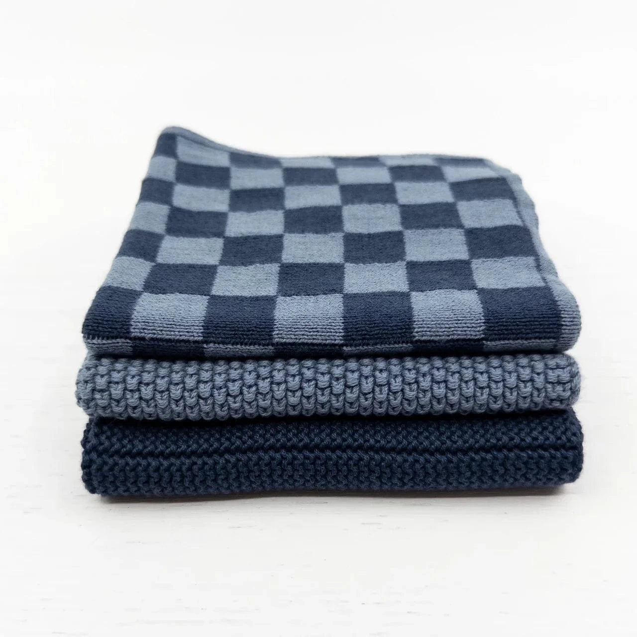 Ecovask Dishcloth Variety 3pk | Navy Denim Chequer