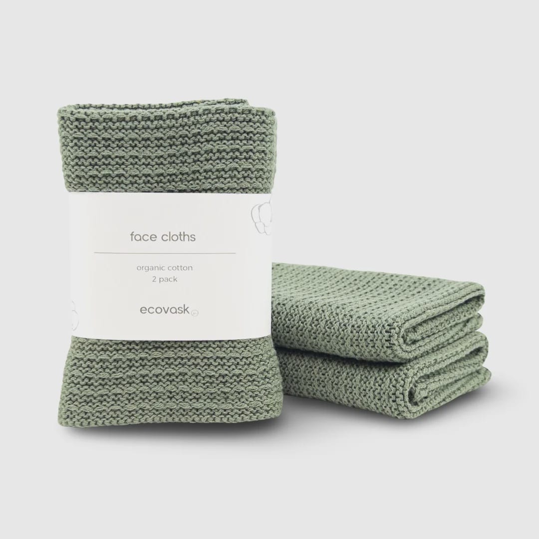 Ecovask Face Cloth 2pk | Sage