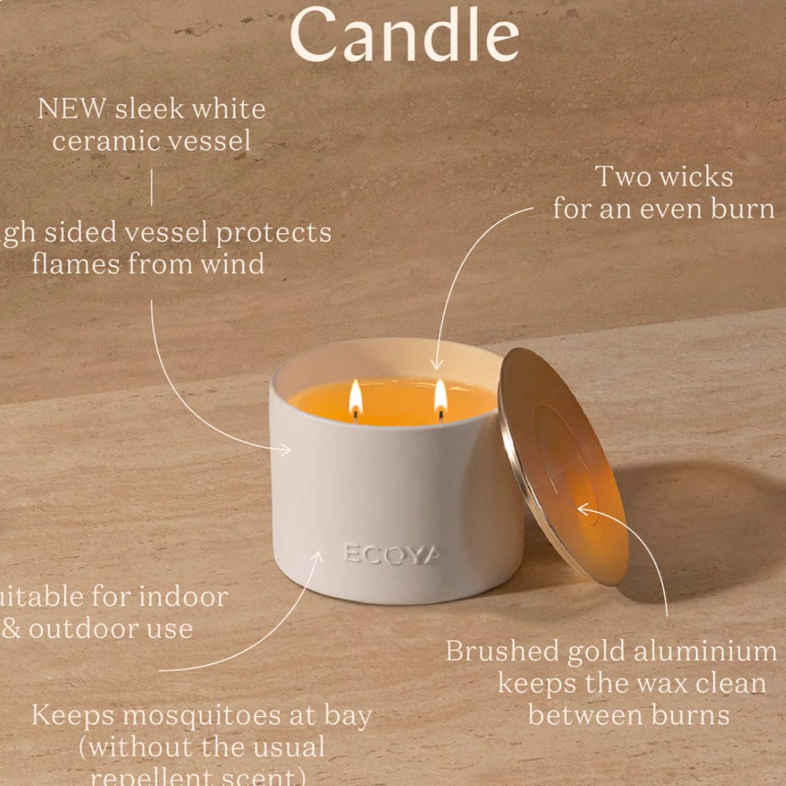 Ecoya Outdoor Candle | Citronella + Lemongrass
