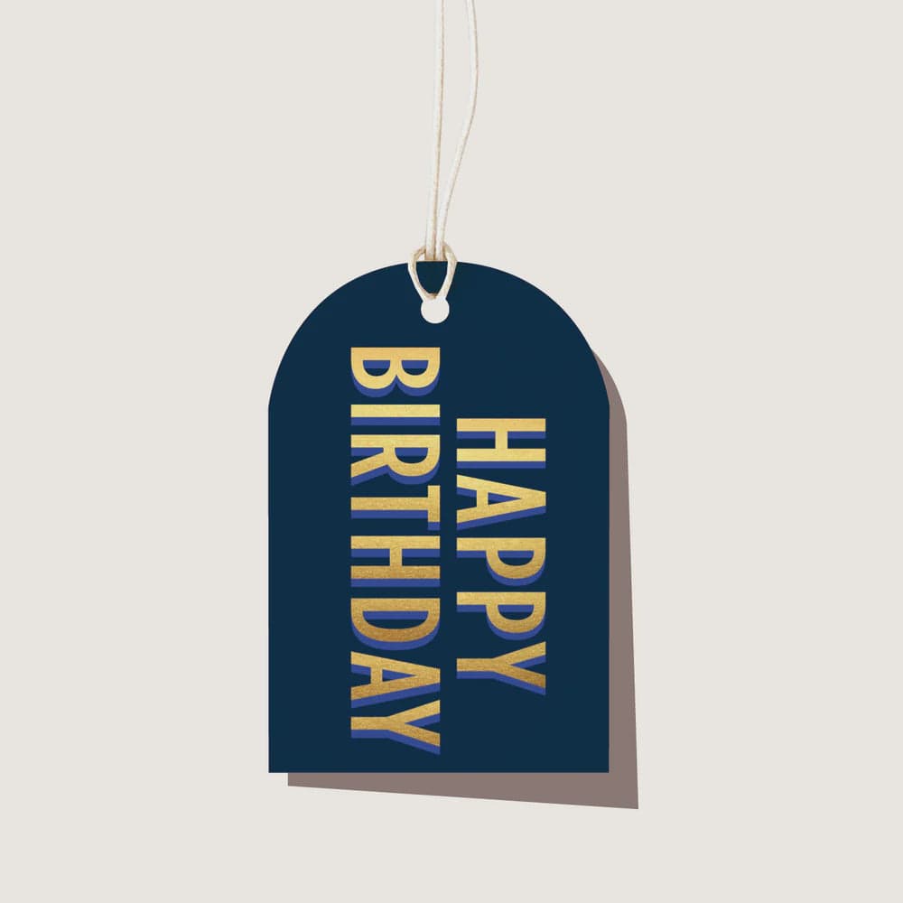 Elm Paper Gift Tag | Happy Birthday Navy Gift Tag