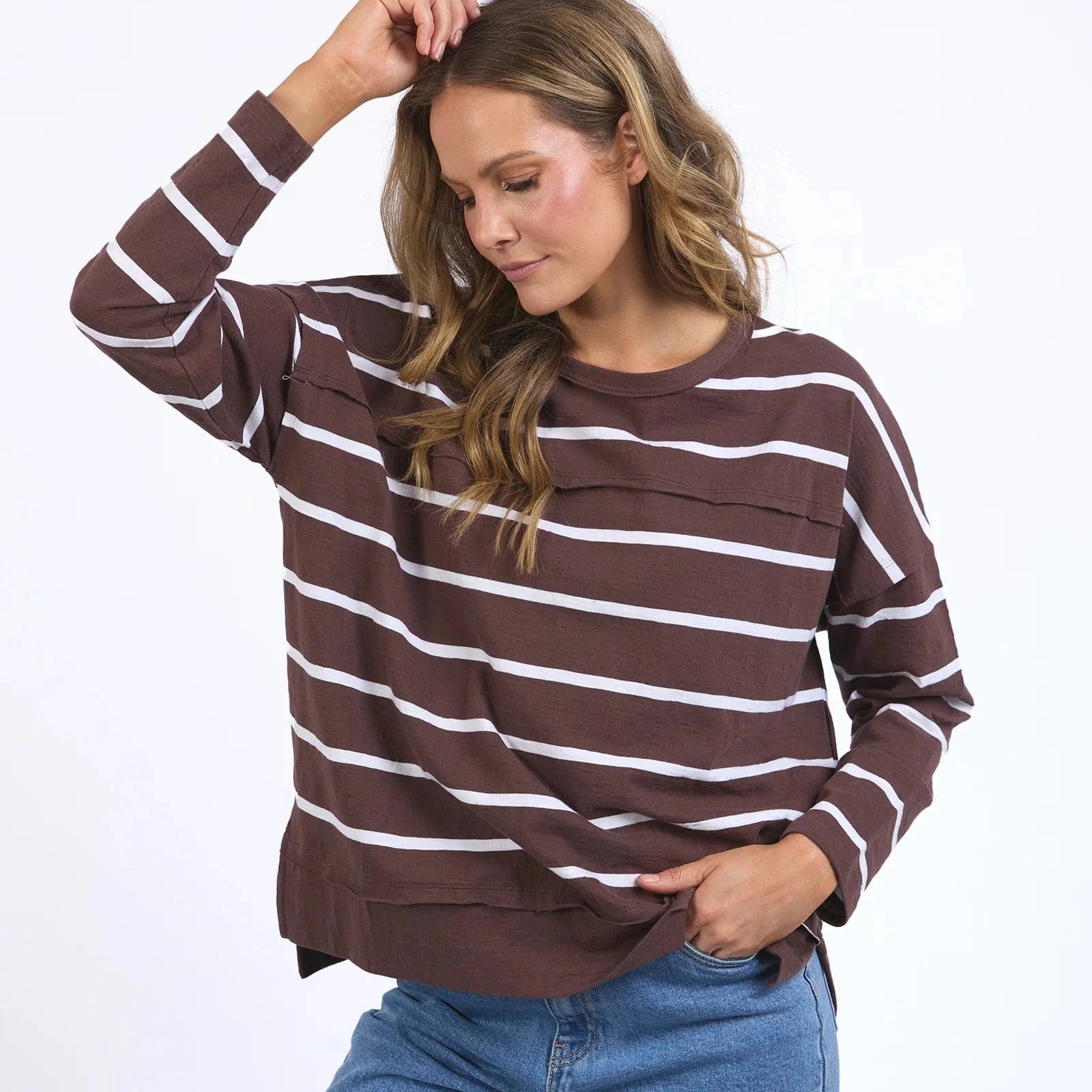 Foxwood Jayne Stripe Throw On  | Chocolate + White