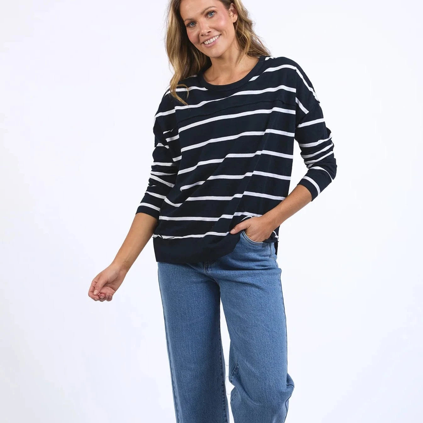 Foxwood Jayne Stripe Throw On | Navy + White