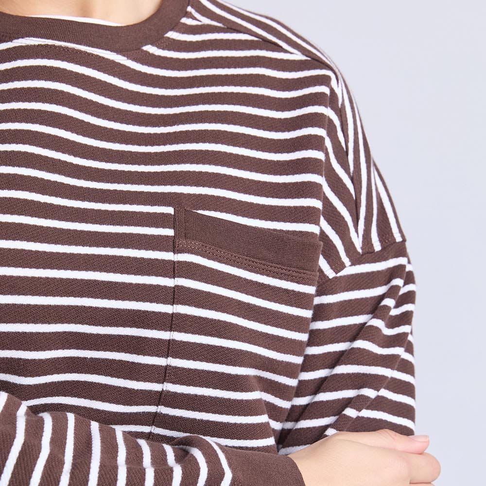 Foxwood Original Stripe Crew | Coffee